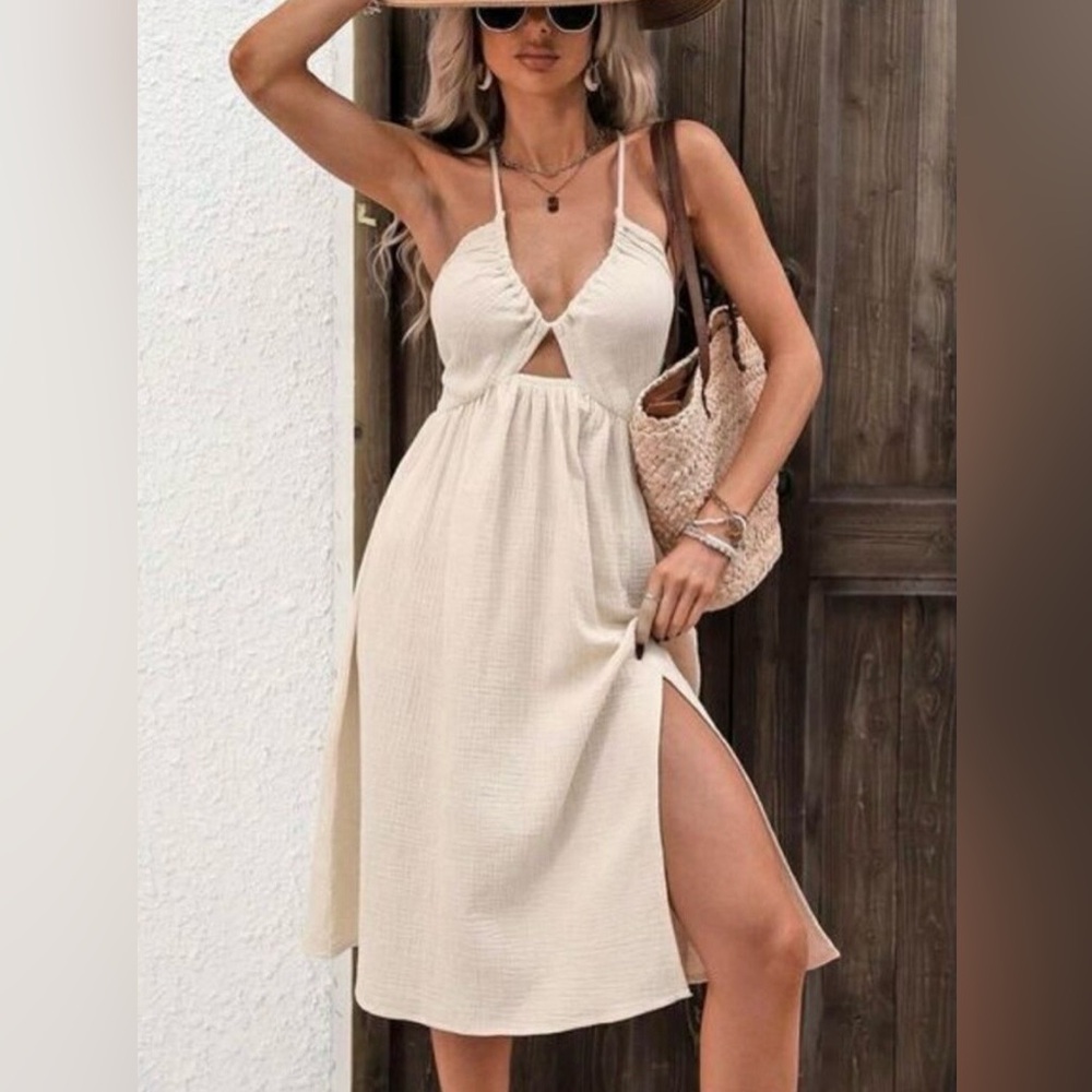 NWT Commense Women’s Cut Out High Slit Midi Dress Medium M